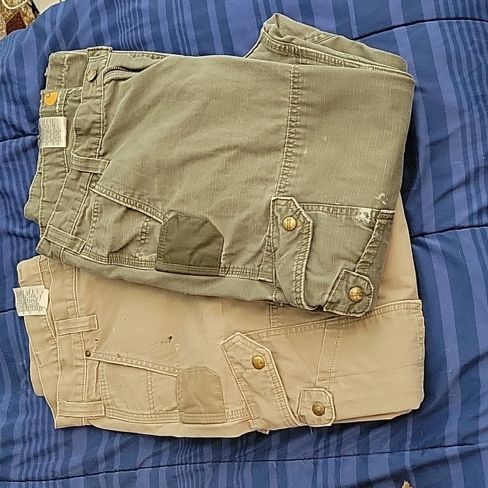 Green and Kahli colored pants Carhartt.  36x30